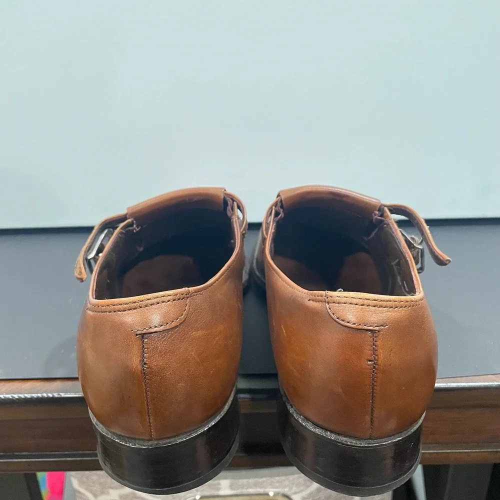 Nettleton‎ Mens Vintage Tan Leather Monk Strap Loafers Dress Shoes 8 B/AA 62331